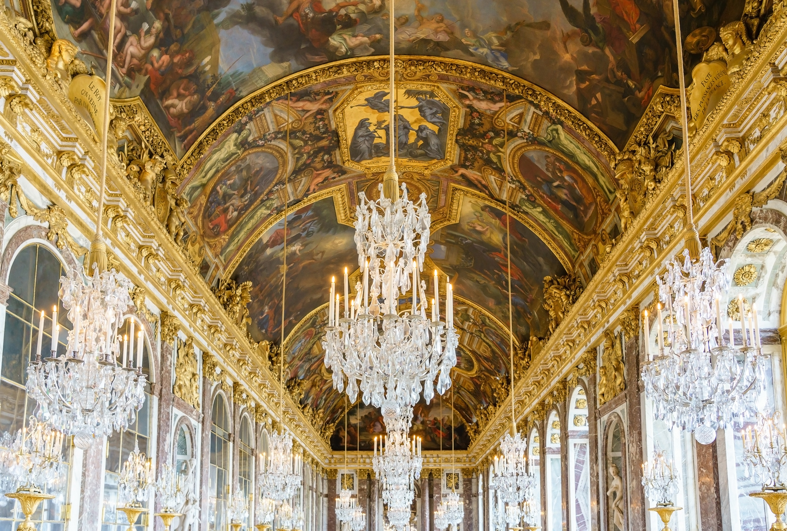 Hall of Mirrors of the Royal Palace of Versailles, France